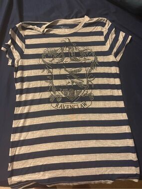 Ravenclaw Striped Short Sleeve Tee - Navy & White